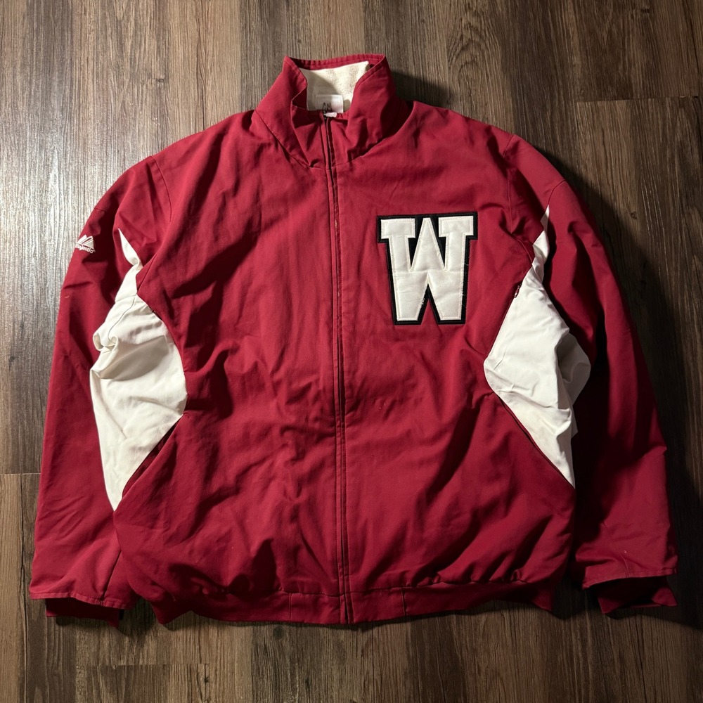 Majestic Eagles Jacket Mens XL Red White‎ Full Zip Coat